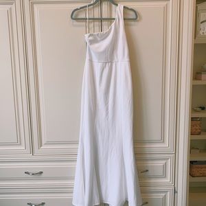 White one-shoulder formal dress